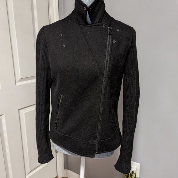 Banana Republc Factory Wool Blend Moto Bike Jacket/Coat - Picture 3 of 14